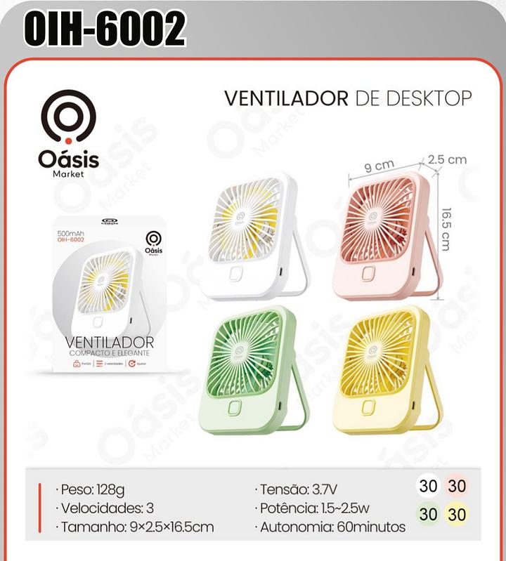 AOSIS - MINI VENTILADOR DESKTOP 3 VELOCIDADES