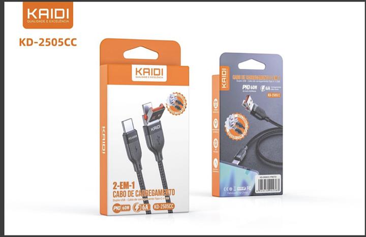 KAIDI - CABO 2 EM 1 TC TC | USB TC - KD-2505CC