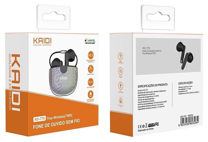 KAIDI - FONE BLUETOOTH 5.3 RPG TWS RGB