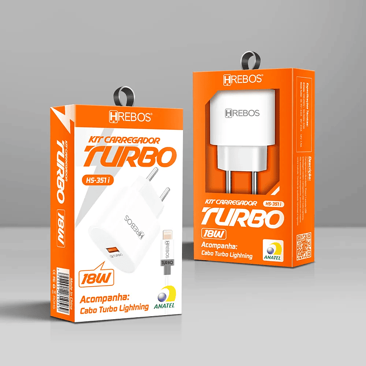 HREBOS - CARREGADOR TURBO 18W V8 - HS-351V