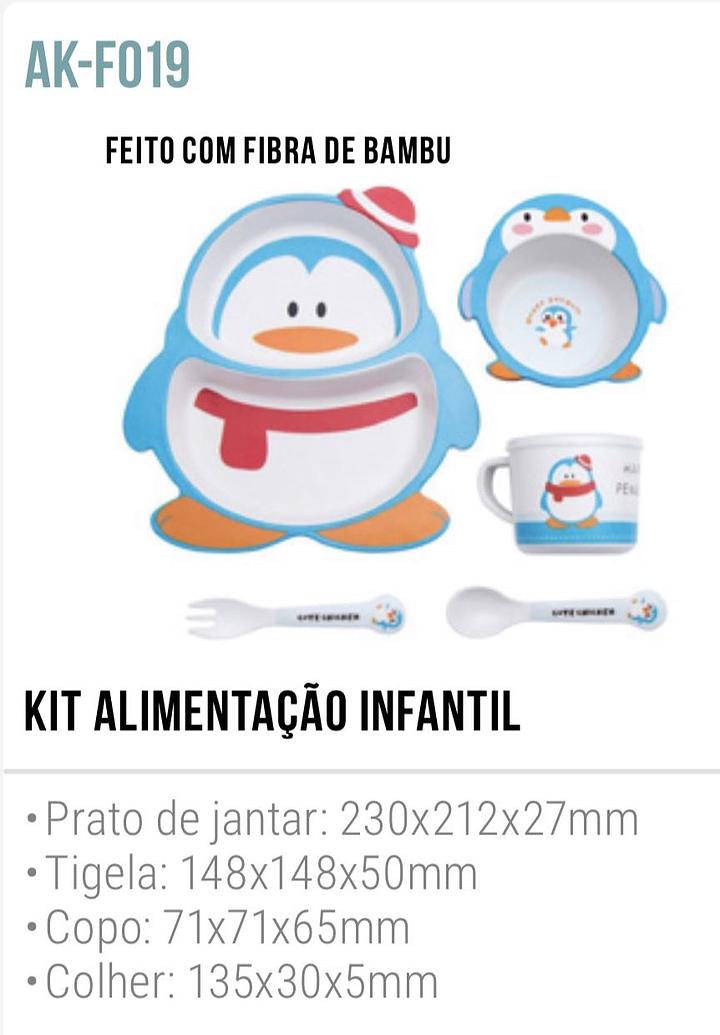 KIT ALIMENTACAO INFANTIL - PRATO COM DIVISÓRIA / TALHER / COPO / TIGELA - AK-F019