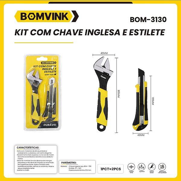 BOMVINK - KIT CHAVE INGLESA + ESTILETE