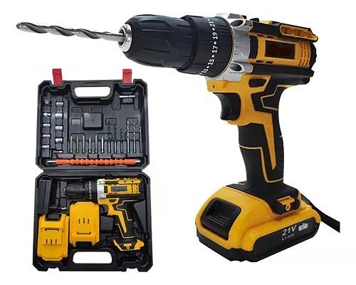 MALETA FURADEIRA/PARAFUSADEIRA SEM FIO BIVOLT COM 2 BATERIAS + 20 ACESSORIOS E NIVEL BOLHA