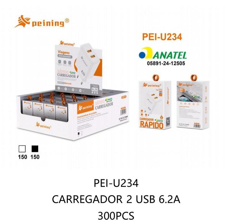 PEINING - FONTE/CARREGADOR RAPIDO 6.2A COM 2 USB