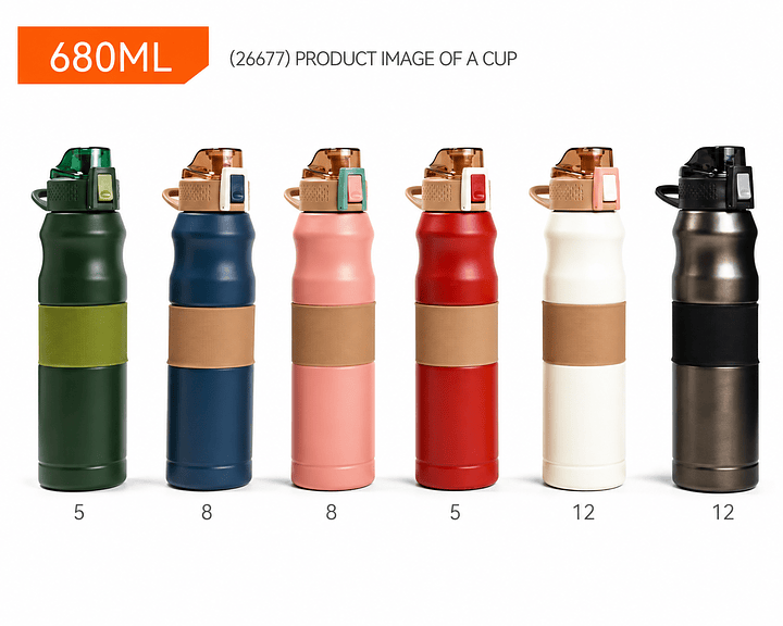 GARRAFA TERMICA INOX 680ML COM TAMPA FLIP E ALÇA PORTATIL SEM GARANTIA