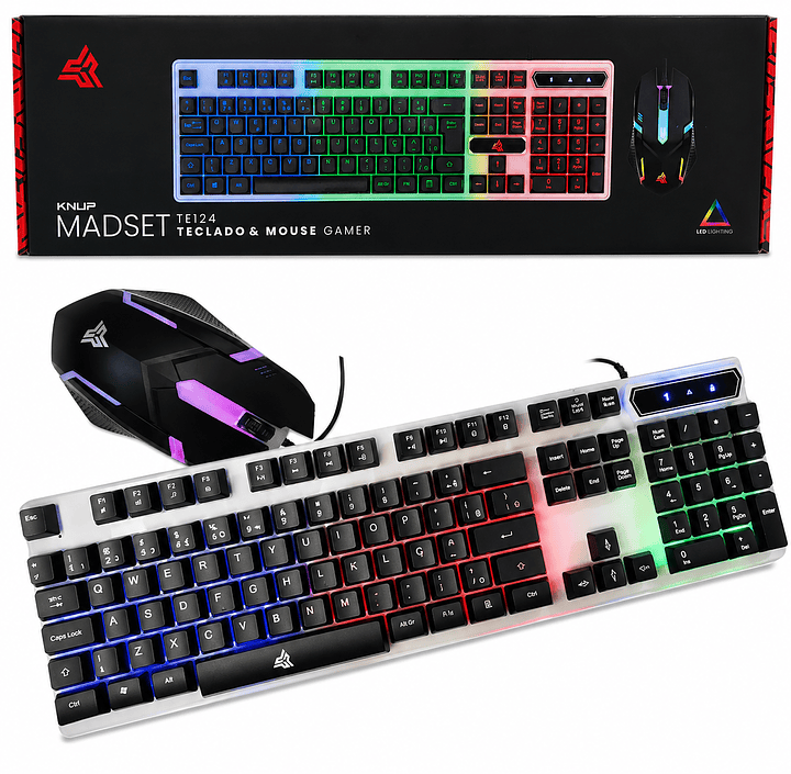 KNUP - KIT GAMER COM TECLADO E MOUSE RGB