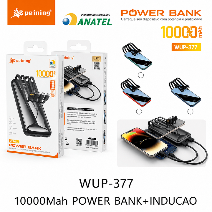 PEINING - POWER BANK WUP-377 10000MAH 22.5W COM INDUÇÃO