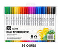 36 CORES CANETAS HIDROGRÁFICAS DUAL TIP BRUSH PENS