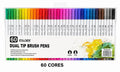 60 CORES CANETAS HIDROGRÁFICAS DUAL TIP BRUSH PENS