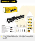 BOMVINK - LANTERNA TATICA DE LED COM ZOOM E DISPLAY DIGITAL