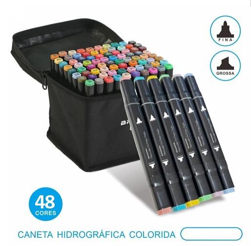 ESTOJO COM 48 CORES - CANETA HIDROGRÁFICA COLORIDA
