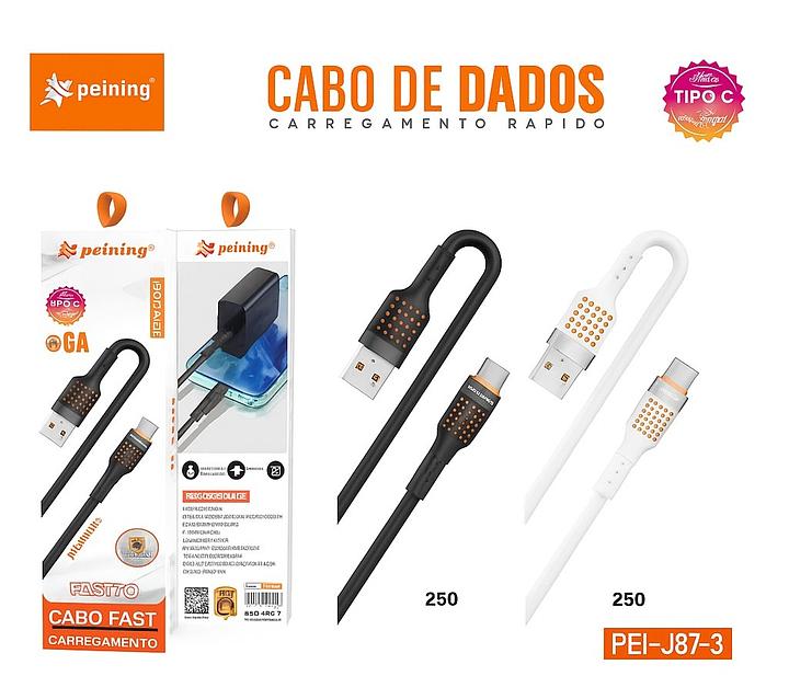 PEINING - CABO DE DADOS E CARREGAMENTO TURBO USB / TC 1M - PEI-J87-3