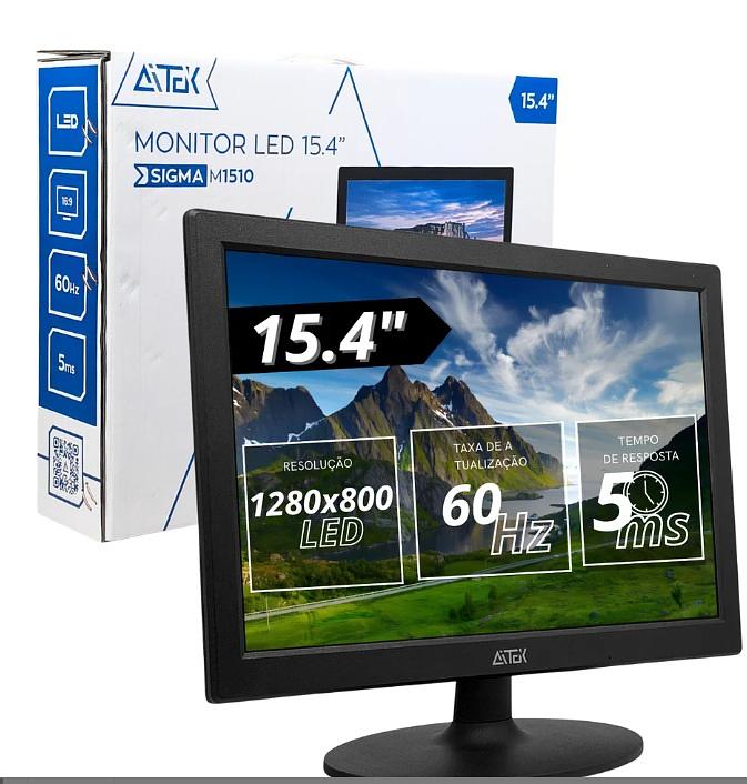 MONITOR LED 15,4 60HZ 5MS RESOLUÇÃO 1280X800, VGA, IDEAL PARA ESCRITÓRIO E HOME OFFICE AIKTEK - SIGMA-M1510