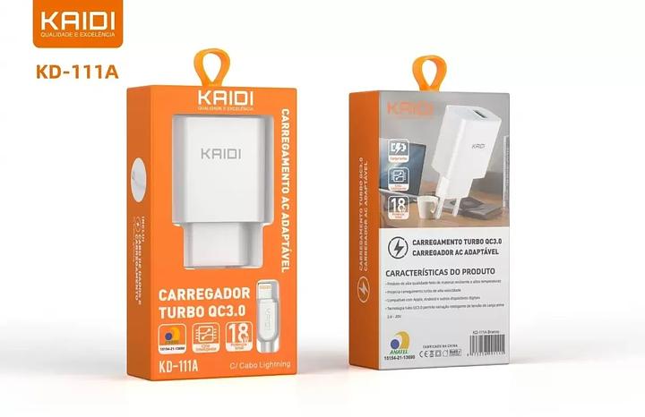 KAIDI - CARREGADOR TURBO QC 3.0 18W iOS