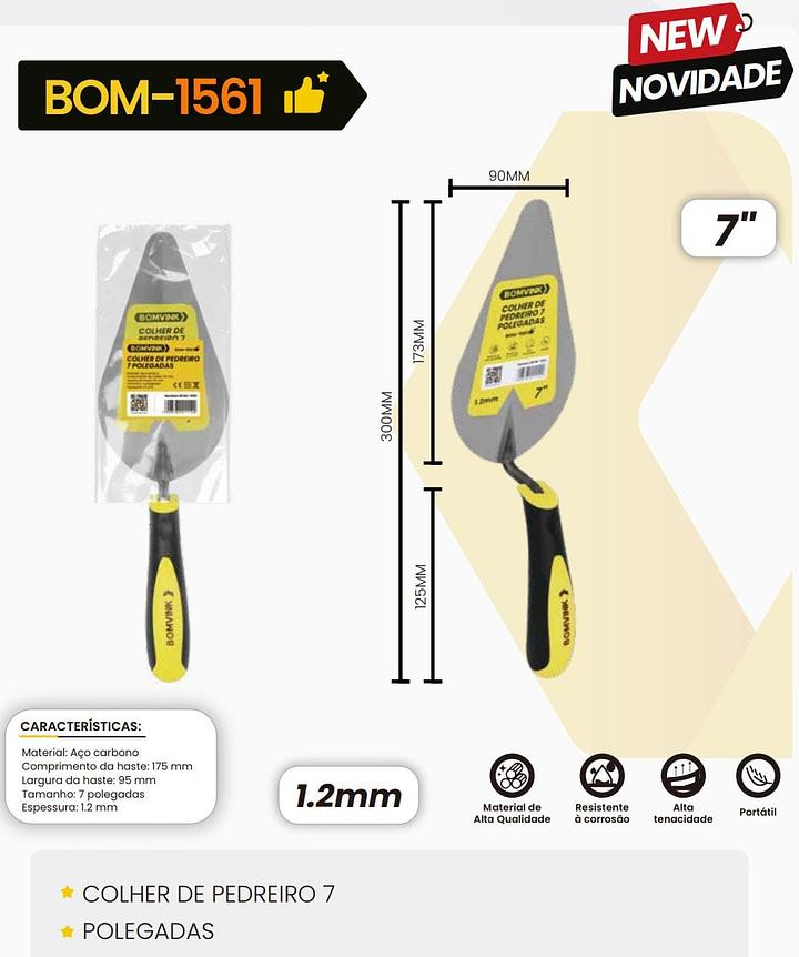 BOMVINK - ESPATULA COLHER 7" AÇO CARBONO - BOM-1561