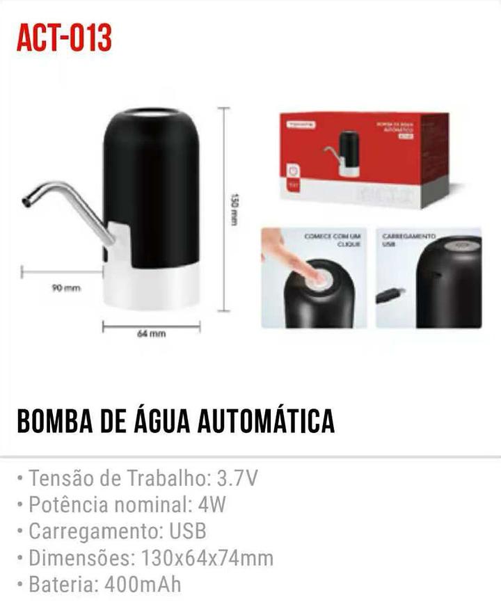 BOMBA DE AGUA AUTOMATICA TOMATE RECARREGAVEL