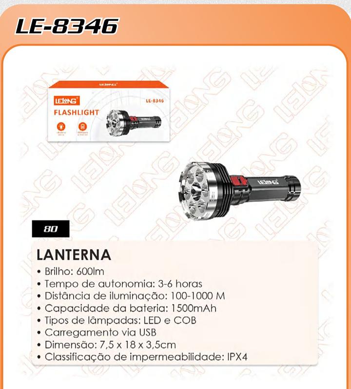 LELONG - LANTERNA FLASHLIGHT 600LM LED E COB