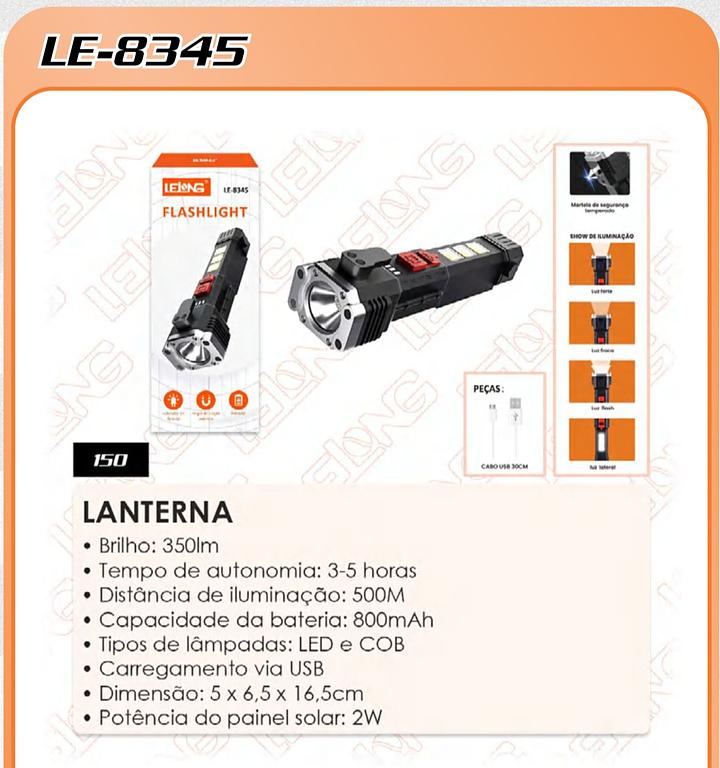 LELONG - LANTERNA FLASHLIGHT 350LM LED E COB