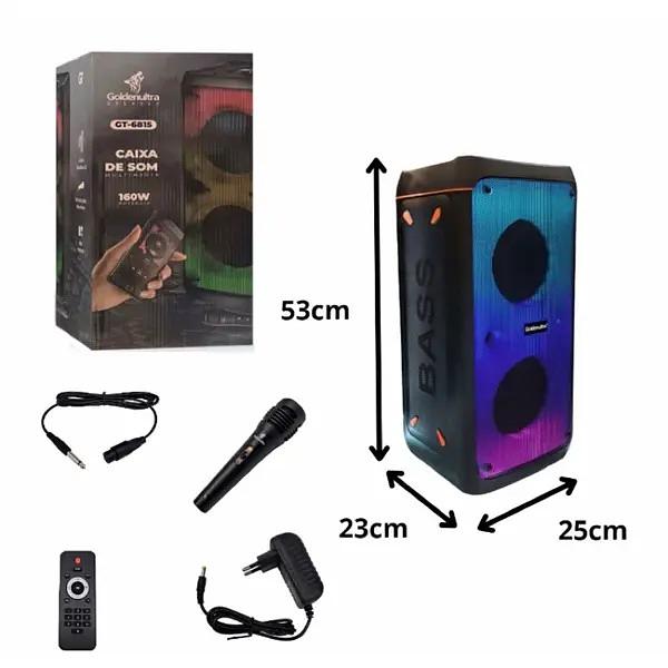 GOLDEN ULTRA - CAIXA DE SOM COM MICROFONE 160W ALTO FALANTE 8" - GT-6815